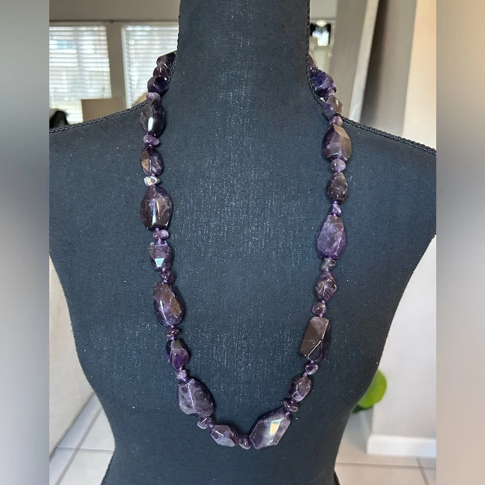 Chunky Amethyst Beaded Necklace - Picture 1 of 4